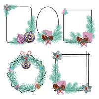 Sammlung von Winter Frames mit Weihnachten Dekoration vektor