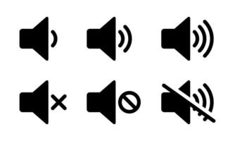 stumm Lautsprecher, Klang aus Symbol Vektor einstellen Sammlung. Volumen, Audio- Zeichen Symbol