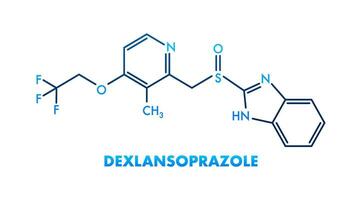 Dexlansoprazol Konzept chemisch Formel Symbol Etikett, Text Schriftart Vektor Illustration.