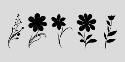 enkel vektor konst av blomma ikoner samling