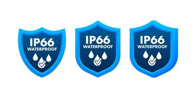 ip66 vattentät, vatten motstånd nivå information tecken. vektor