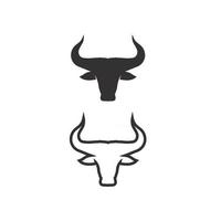 Stier und Büffelkopf Kuh Logo Design Vektor Tierhorn