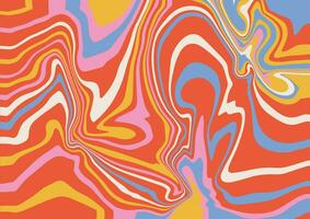 abstrakt trippy Hintergrund mit mit Flüssigkeit fließend Linien im Jahrgang Regenbogen Farben. einfach eben Vektor Illustration.