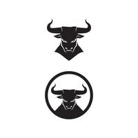 Stier und Büffelkopf Kuh Logo Design Vektor Tierhorn