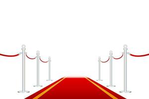 röd matta med röd tågvirke på gyllene stolpar. exklusiv händelse, film premiär, gala, ceremoni, utmärkelser begrepp. vektor stock illustration.