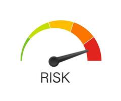 risk ikon på hastighetsmätare. hög risk meter. vektor stock illustration