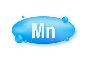 mn Mineral zum medizinisch Design. Mangan Mineral Blau Pille Symbol. Vektor Lager Illustration.