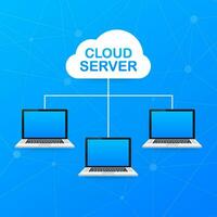 isometrisk moln server illustration. moln nätverk server vektor illustration begrepp. vektor illustration.