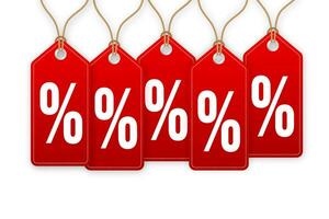 video hängmärken försäljning röd procent. vektor illustration