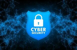 Cyber Sicherheit Vektor Logo mit Schild und prüfen markieren. Sicherheit Schild Konzept. Internet Sicherheit. Vektor Illustration