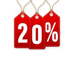rabatt märka 20 procent av. hängmärken försäljning. vektor illustration