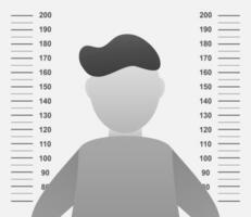 Polizei ausrichten oder Polizeifoto, Silhouette von anonym. Vektor Lager Illustration