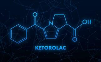 Ketorolac Konzept chemisch Formel Symbol Etikett, Text Schriftart Vektor Illustration.