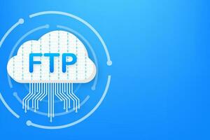 ftp Datei Transfer Symbol. ftp Technologie Symbol. Transfer Daten zu Server. Vektor Illustration