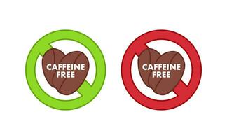 Koffein kostenlos Symbol. Kaffee Bohnen. Vektor Lager Illustration