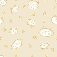 Doodle Vektor nahtlose Muster von Katzen mit weißen Schnauzen