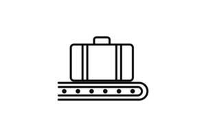 Gepäck Symbol. Symbol verbunden zu Flughafen, Gepäck beanspruchen. geeignet zum Netz Seite? ˅ Design, Anwendung, Benutzer Schnittstellen, druckbar usw. Linie Symbol Stil. einfach Vektor Design editierbar