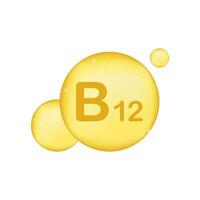 Vitamin b12 Gold leuchtenden Symbol. ascorbisch Säure. Vektor Illustration
