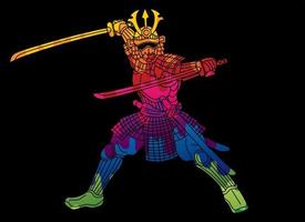 abstrakter Samurai-Krieger Ronin vektor