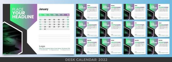 kalender 2022 vecka start söndag företags design mall vektor