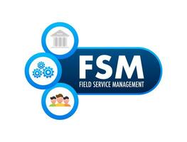 fsm fält service förvaltning. marknadsföring material. vektor stock illustration