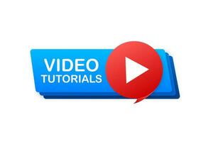 Video Tutorials Symbol Konzept. Studie und Lernen Hintergrund, Entfernung Bildung und Wissen Wachstum. Video Konferenz und Webinar Symbol, Internet und Video Dienstleistungen. Vektor Illustration