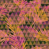 Nahtloses exotisches Muster mit Palme auf geometrischem Hintergrund. vektor