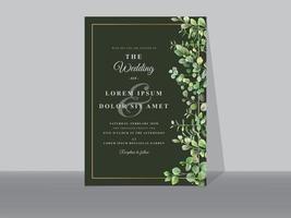 Hochzeitseinladungskarten mit grünen tropischen Blättern vektor