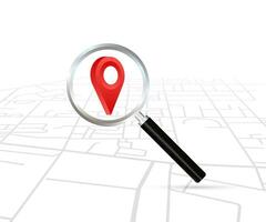 Stadt geo Karte und Zoomen Linse. Farbe hell dekorativ Hintergrund. Vektor Lager Illustration