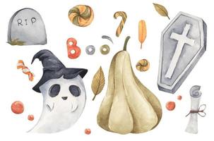 glad halloween samling. akvarell illustration. vektor