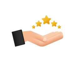fünf golden Bewertung Star im Hände auf Weiß Hintergrund. Vektor Lager Illustration