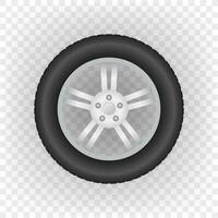 realistisk lysande disk bil hjul däck uppsättning. vektor stock illustration.