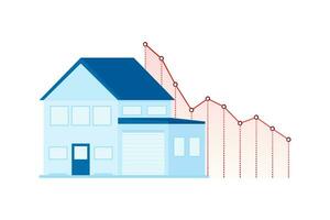 Illustration mit Haus Preis Nieder zum Konzept Design. profitieren Fortschritt. Geschäft Konzept. Geschäft Graph vektor