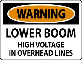elektrisk säkerhet tecken varning - lägre bom hög Spänning i över huvudet rader vektor
