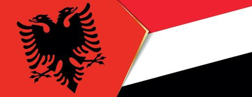 albania och jemen flaggor, två vektor flaggor.