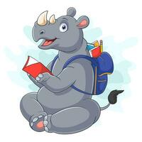 Karikatur Nashorn lesen ein Buch vektor