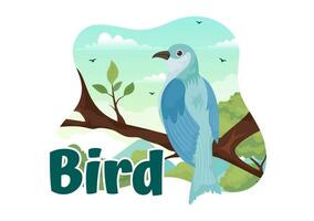 Vogel Tier Vektor Illustration mit Vögel auf Baum Wurzeln und Himmel wie Hintergrund im eben Karikatur Stil Design Vorlage