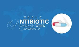 värld antibiotikum medvetenhet vecka vektor ikon illustration. bakgrund, baner, kort, affisch, mall. vektor illustration.