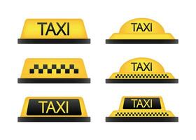 taxi platt tak tecken. ikon uppsättning taxi tecken på blå bakgrund. taxi tecken på de tak av bil. vektor illustration