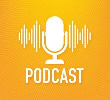 podcast. bricka, ikon stämpel logotyp vektor stock illustration