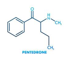 Pentedrone Formel. Pentedrone molekular Struktur. Vektor Illustration.