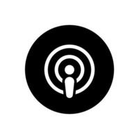 Podcast Symbol Vektor im schwarz Kreis. Podcasting Zeichen Symbol