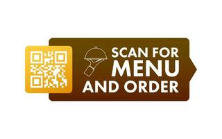 Scan zum Speisekarte und Befehl. qr Code Scan Symbol. Kunde Service. Vektor Lager Illustration