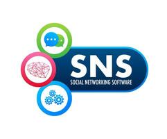sns Sozial Vernetzung Software. Sozial Netzwerk Kommunikation Konzept. Vektor Lager Illustration