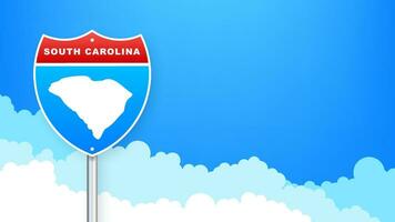 söder Carolina Karta på väg tecken. Välkommen till stat av söder carolina. vektor illustration
