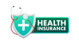 Gesundheit Versicherung Etikett. medizinisch dokumentieren, Zwischenablage Vektor Illustration