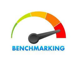 Benchmarking Tachometer, Allgemeines Indikator, Geschäft Konzept. Vektor Lager Illustration