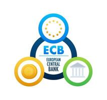 ecb europeisk central Bank. central Bank och nationell finansiell institution. vektor stock illustration