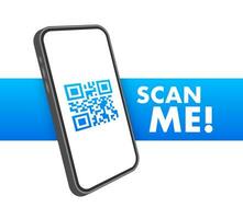 qr Code zum Smartphone. Inschrift Scan mich mit Smartphone Symbol. qr Code zum Zahlung. Vektor Illustration