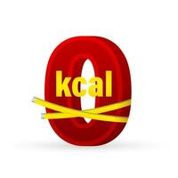 kilokalori emblem, kcal minskning. noll kalorier diet program förpackning. vektor stock illustration